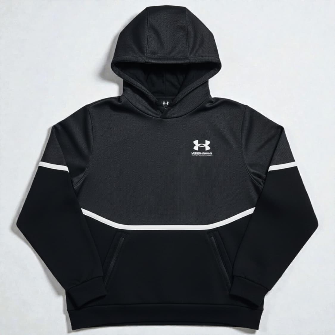 105)언더아머 기모 후드티 블랙 배색 상품이미지2