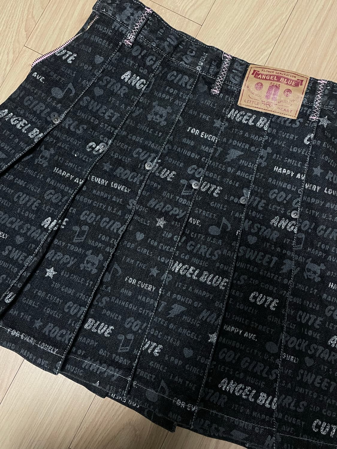 빈티지 블랙 데님 플리츠 펑크 스커트  상품이미지1