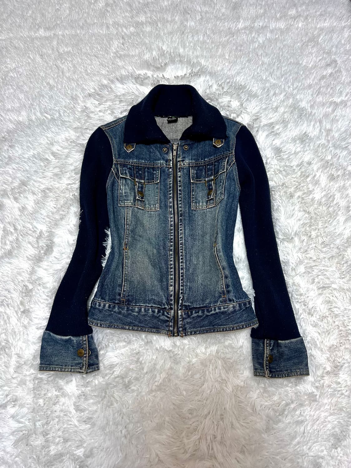 DKNY y2k denim knit zip-up 상품이미지1