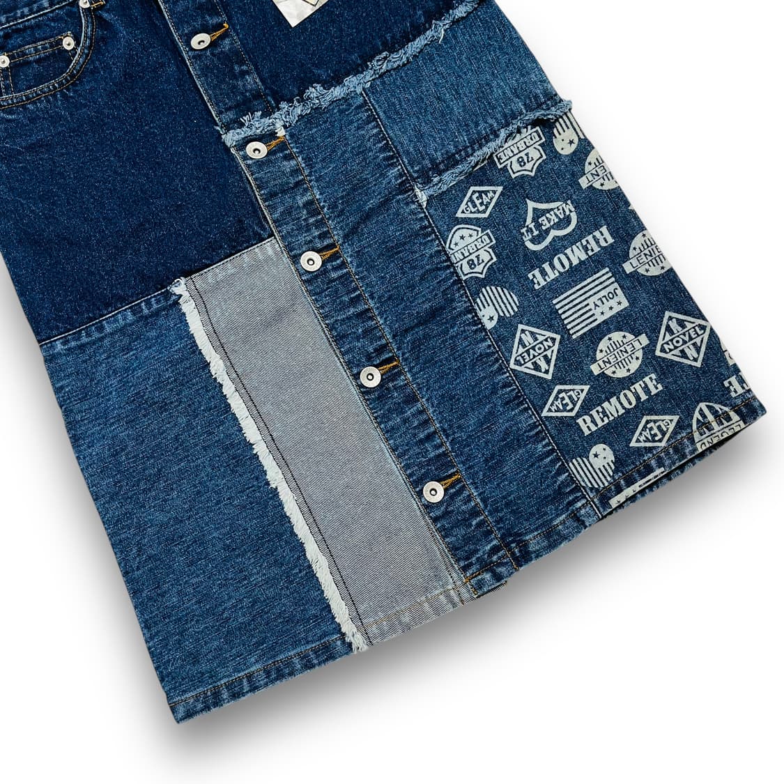 C.A.T 데님 언발란스 패치 레트로 로고 데님 스커트 상품이미지3