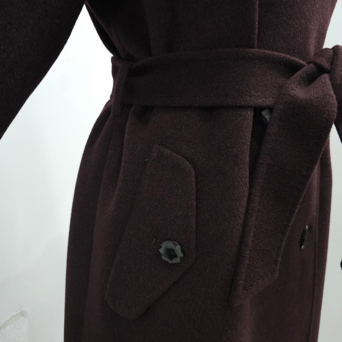 클래식 다크브라운 벨티드 앙고라 울 롱코트 상품이미지7