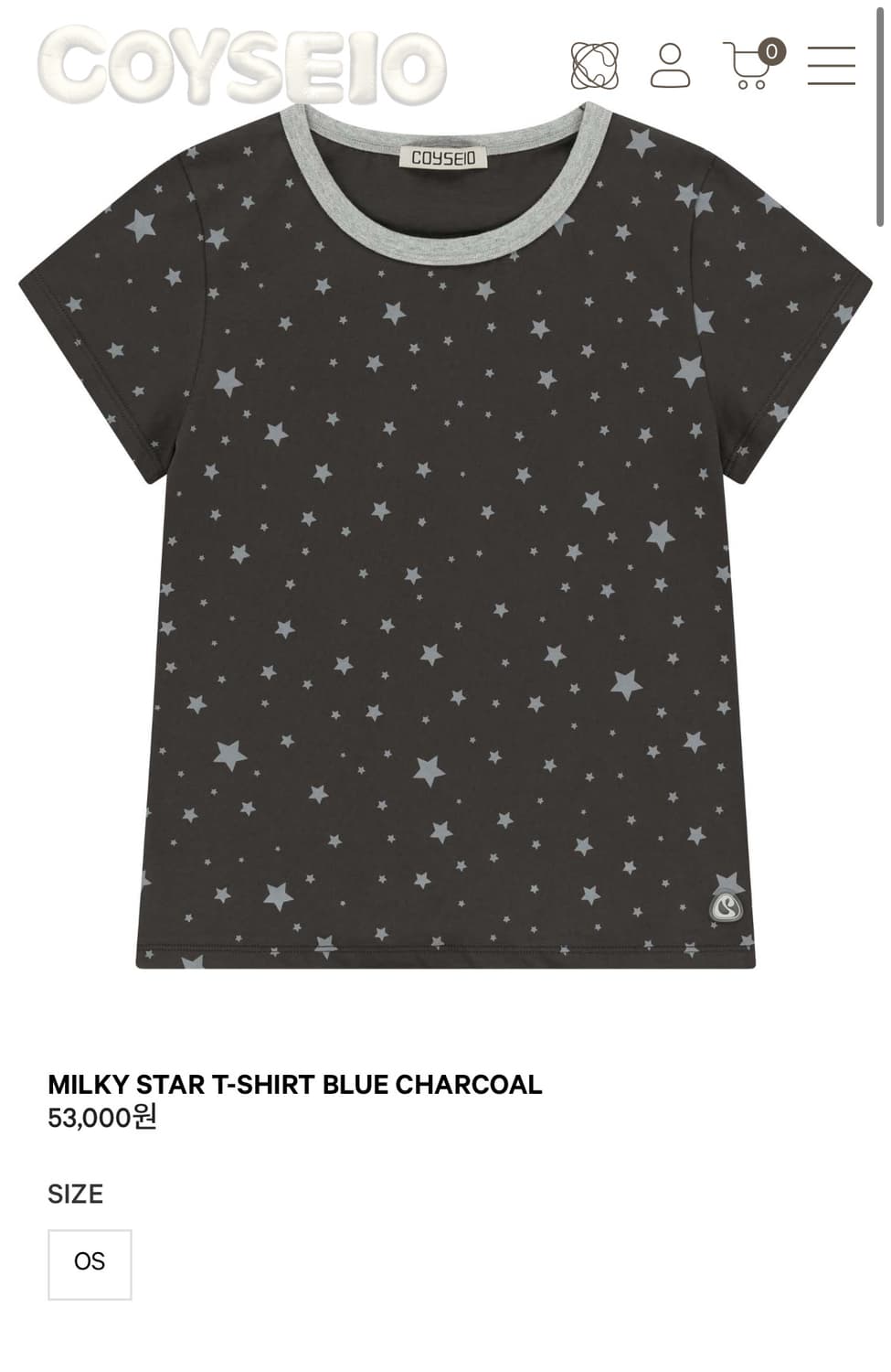 코이세이오 milky star t-shirt charcoal 상품이미지1