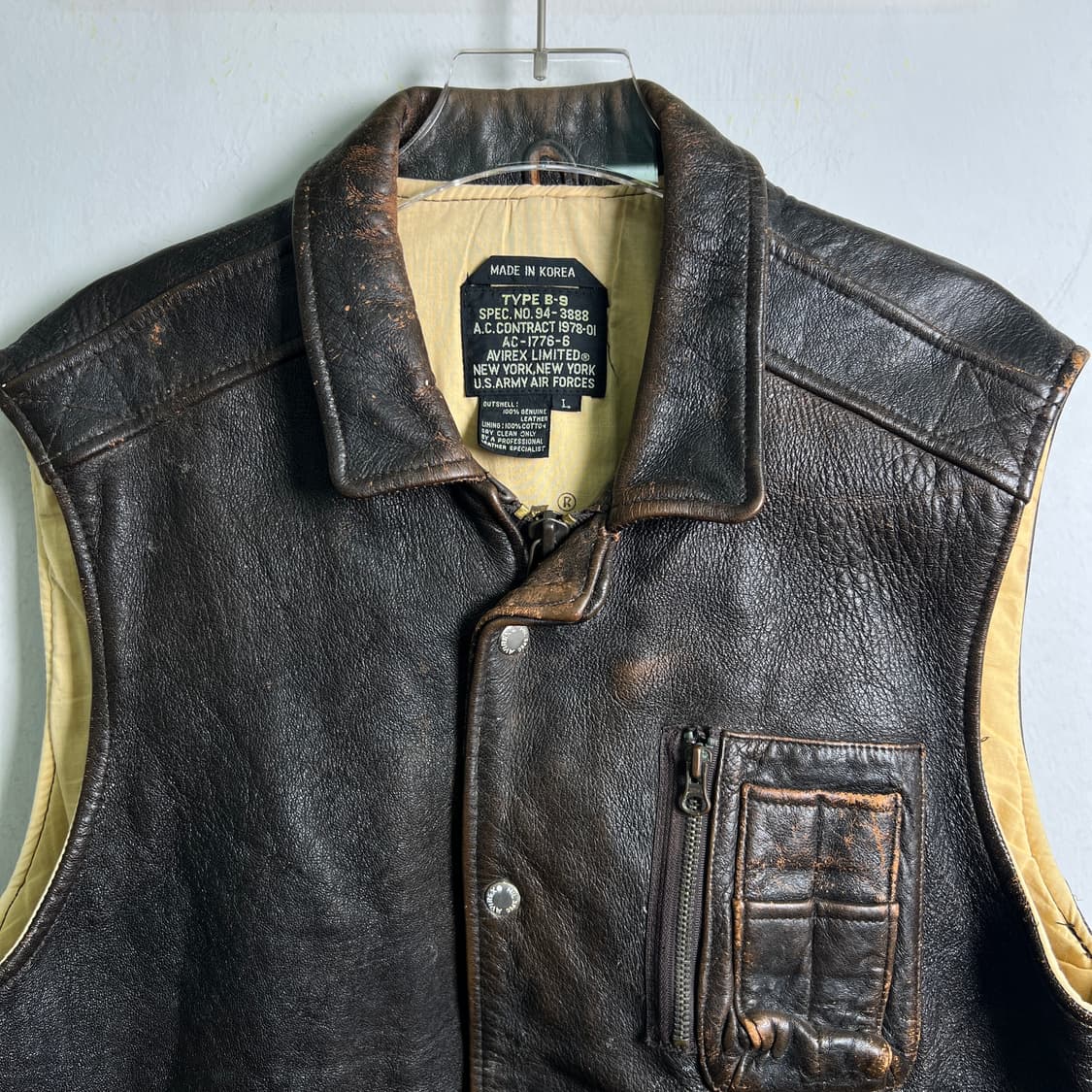Avirex 아비렉스 B-9 레더 베스트 L 상품이미지4
