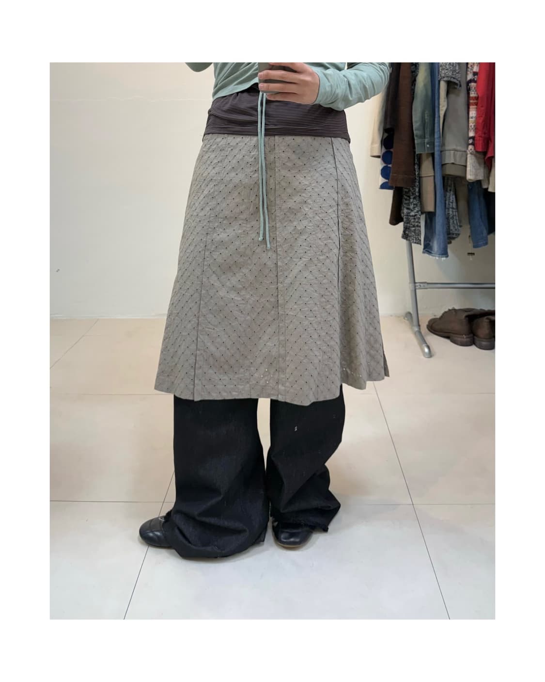 빈티지 펀칭 스커트 상품이미지1