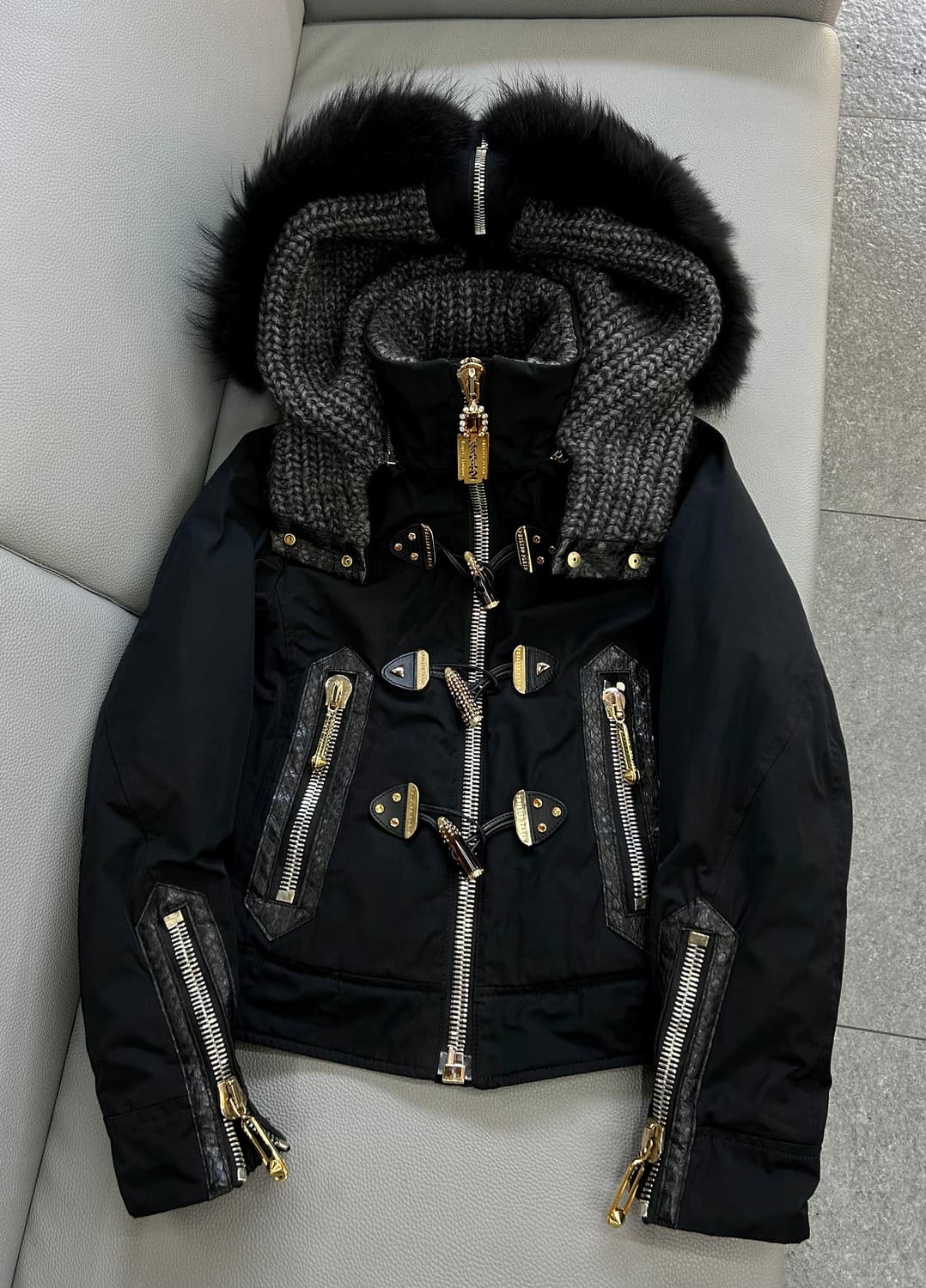 필립 플레인 여성 더플 블랙 라쿤퍼 패딩 자켓(XS) 상품이미지2