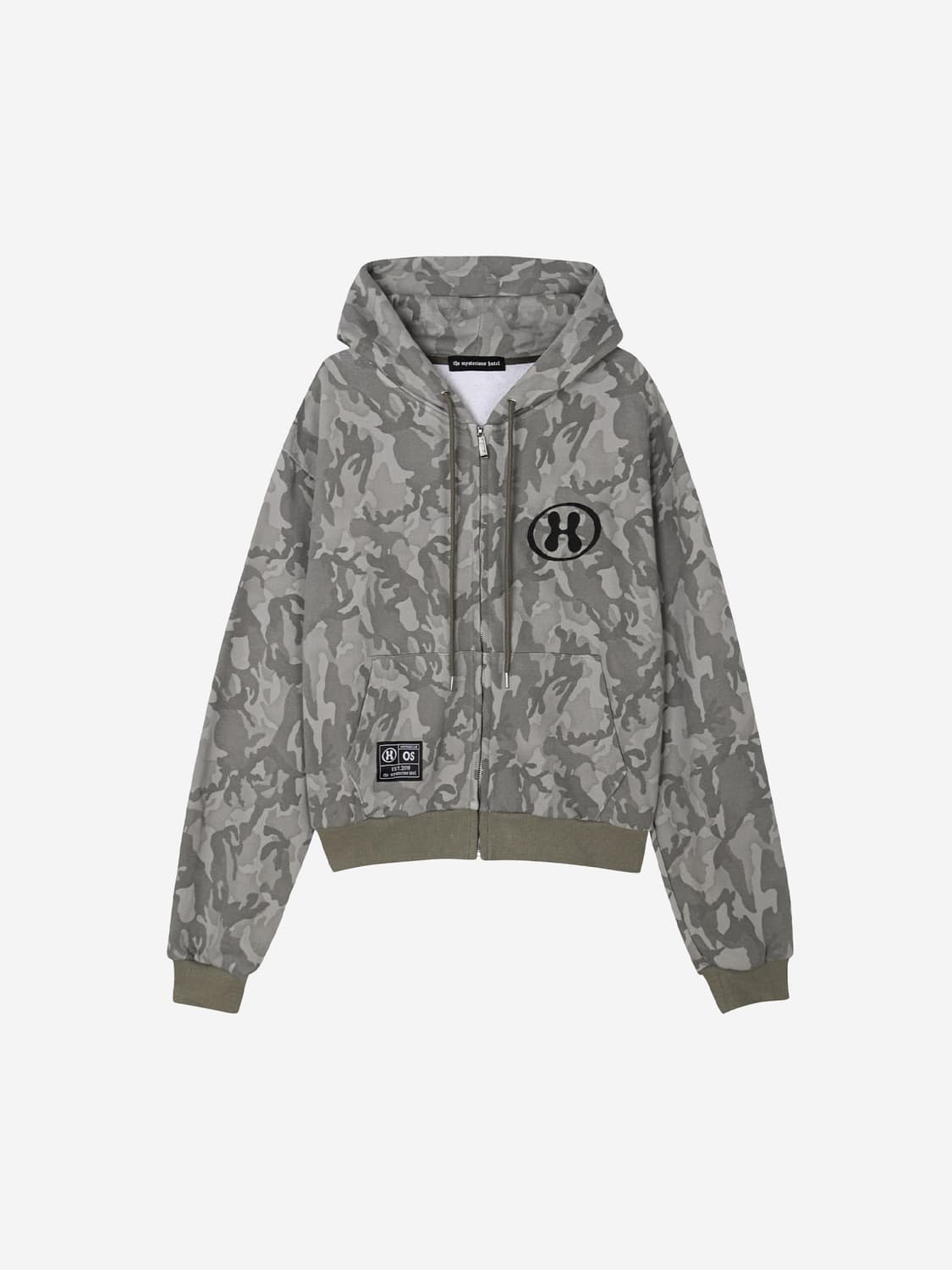 더미스테리어스호텔 카모 후드집업 & 오버 와이드 팬츠 카키 상품이미지5