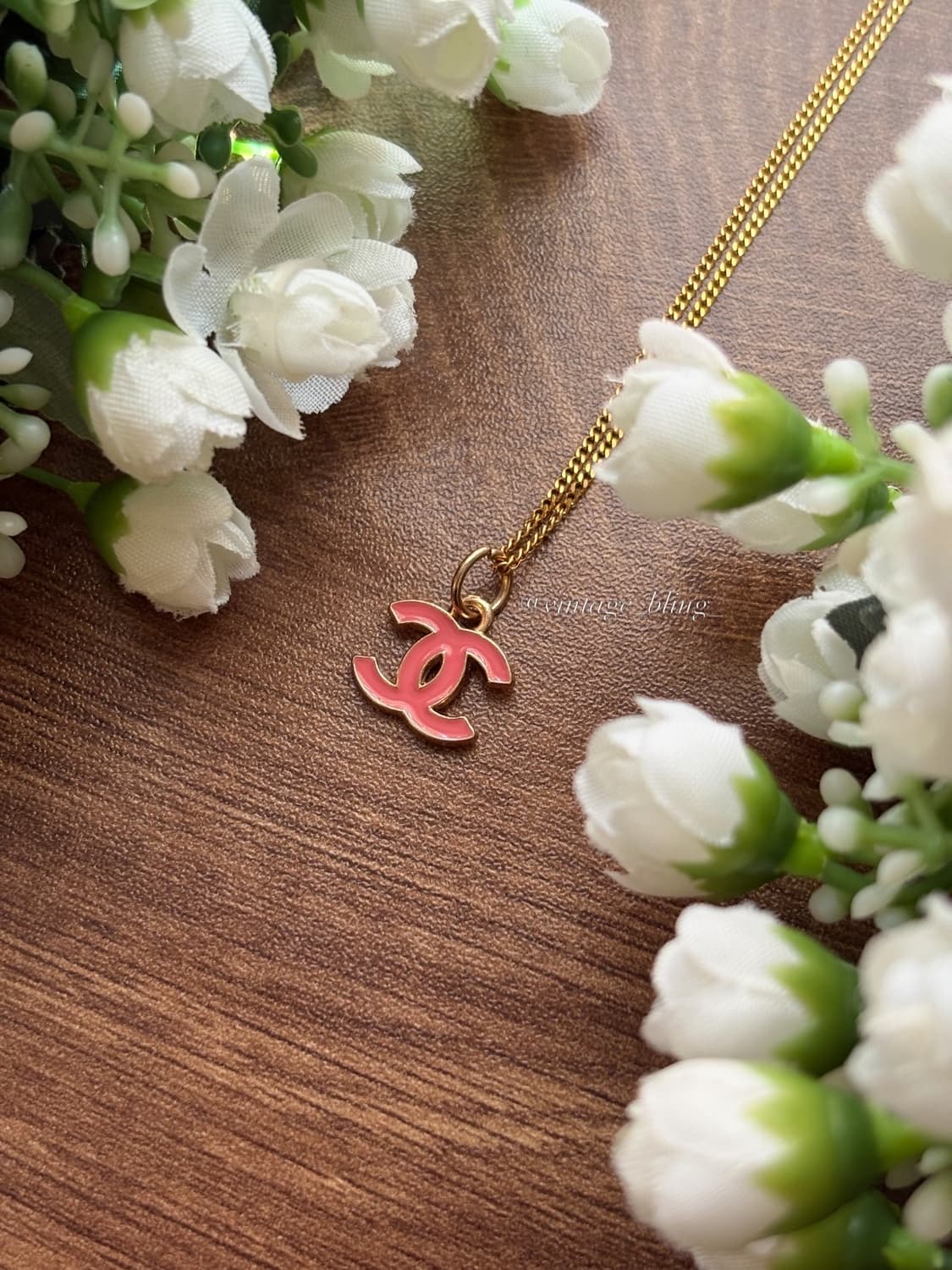 핑크) 샤넬 심플 미니 로고 골드 목걸이 상품이미지2