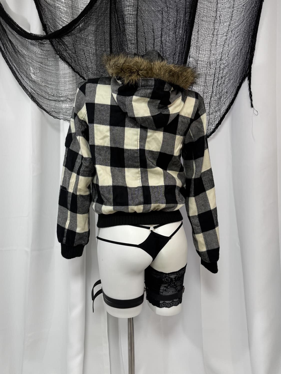  check fur jacket 상품이미지4