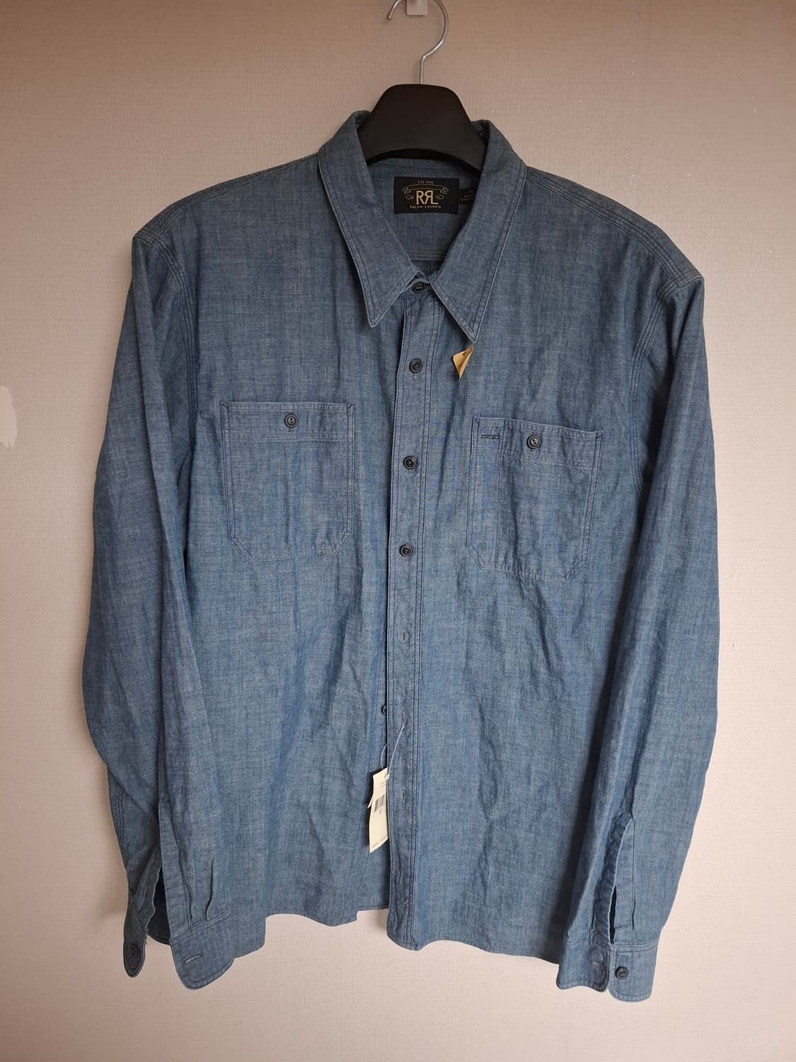 XL RRL 더블알엘 샴브레이 블루 데님 셔츠 상품이미지1