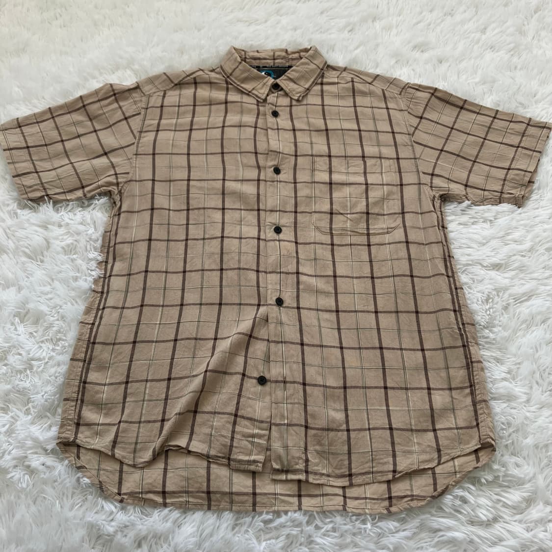 빈티지 초코 브라운 TNC 서프 디자인 체크 반팔 셔츠 892 y2k 스 상품이미지2