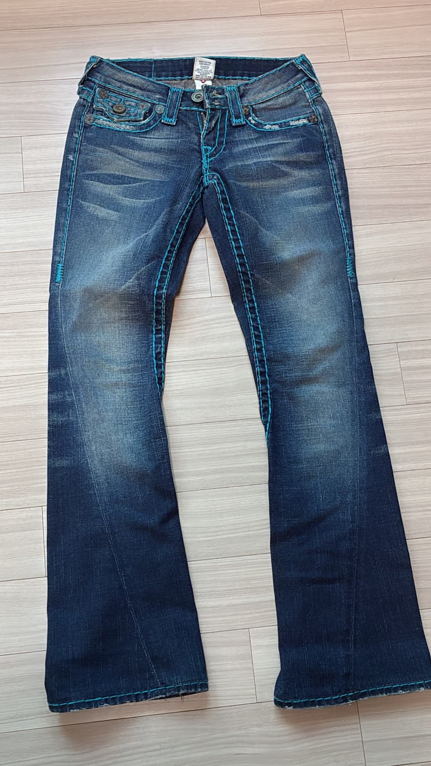 트루릴리젼 터콰이즈 스티치 부츠컷 데님 상품이미지1