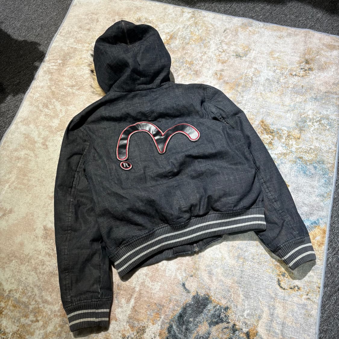 에비수 빈티지 데님 퍼 후드 자켓 상품이미지2