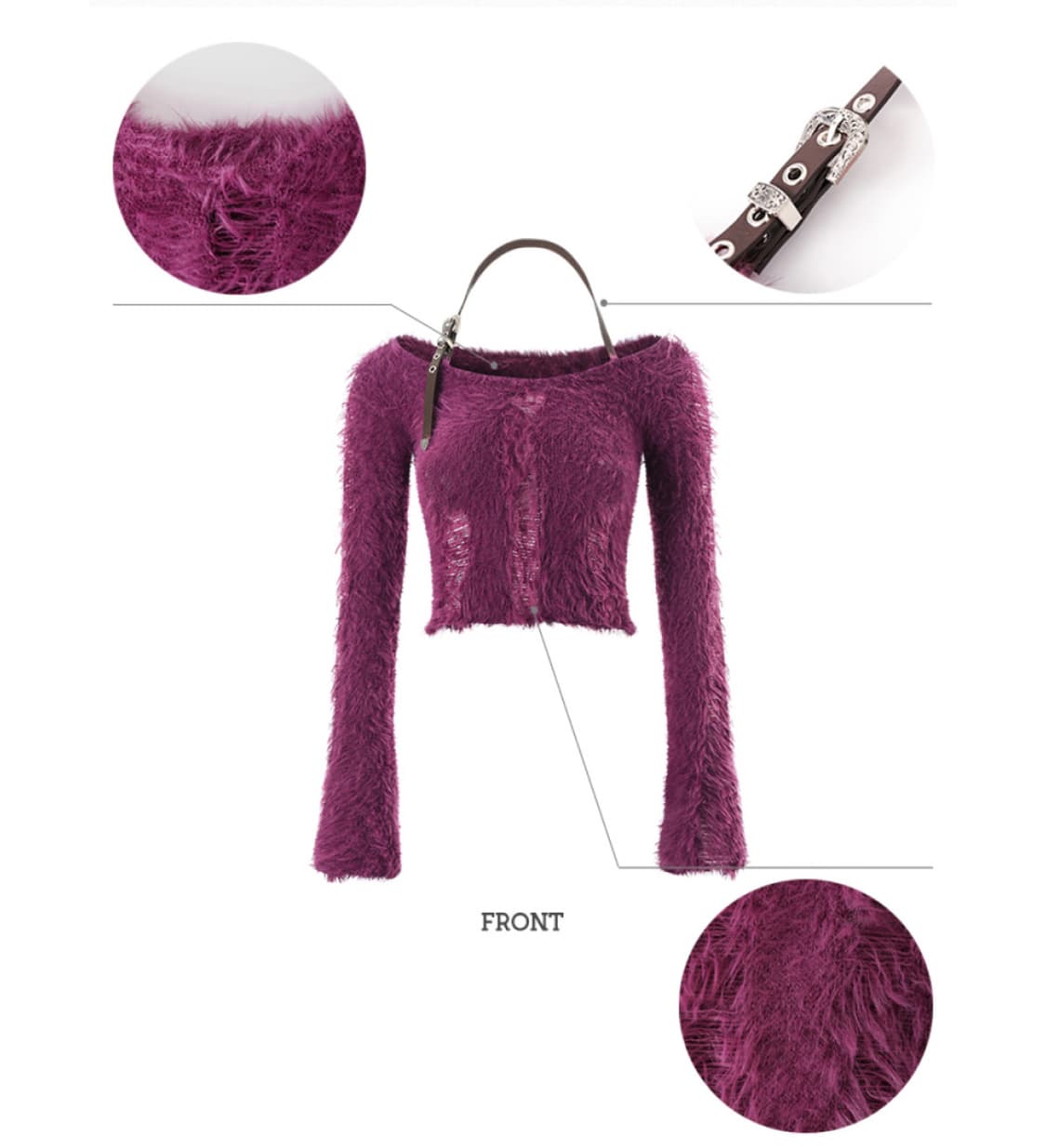 [한소희 착용]1JINN STUDIO원진스튜디오 벨트 홀터넥 크롭탑 니트 상품이미지4