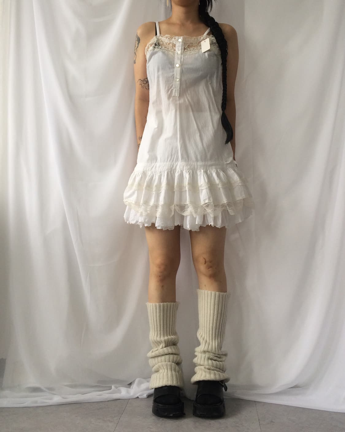 Lace trimming sleeveless onepiece 상품이미지1