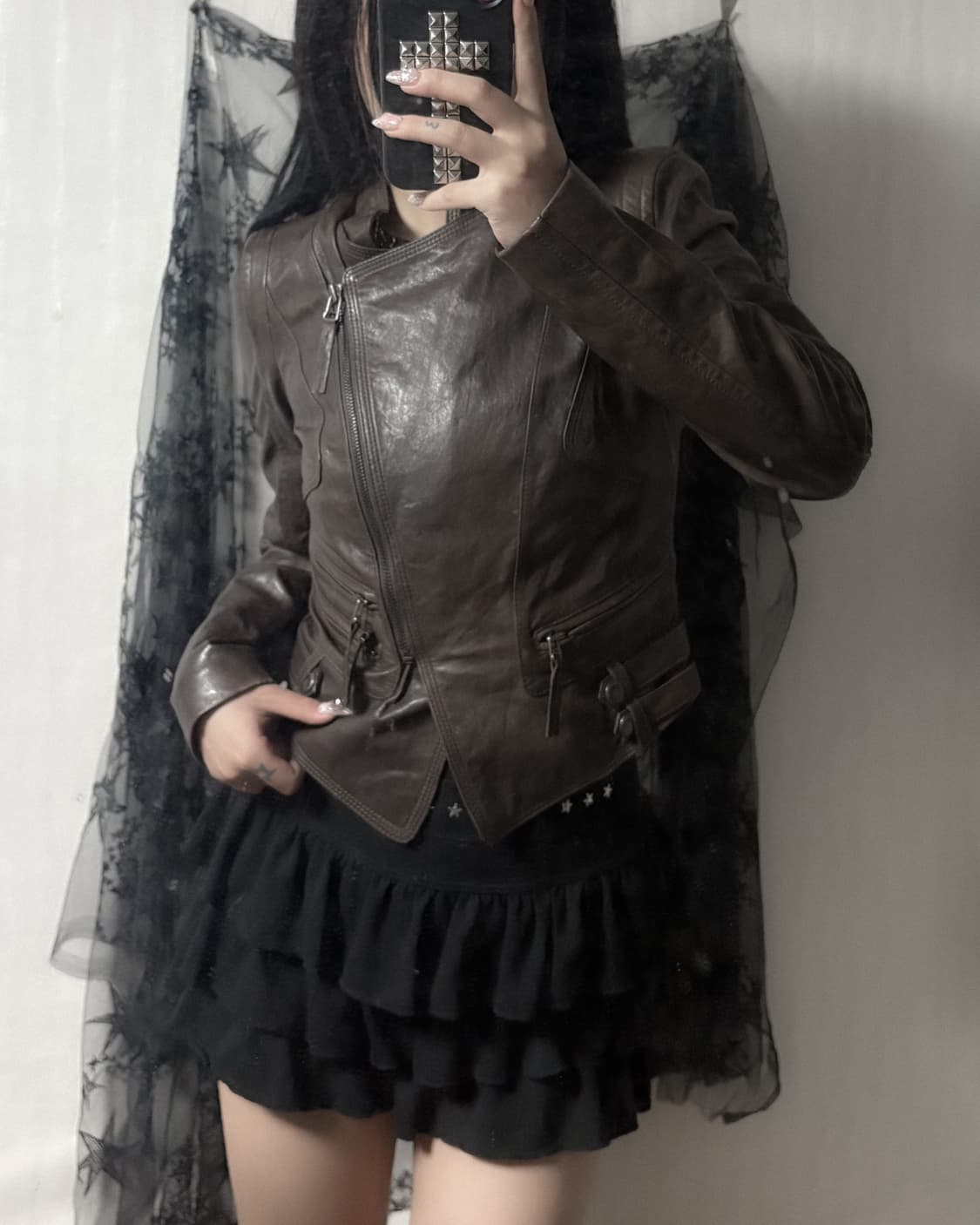 y2k 소가죽 바이커 자켓  상품이미지3