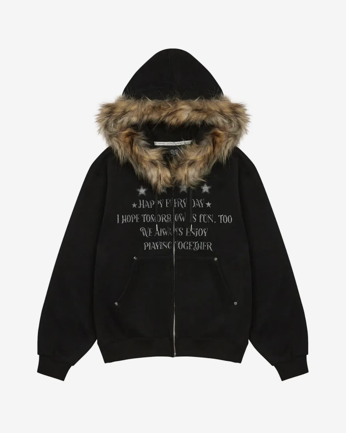 FS LETTER HOOD ZIPUP(BLACK) 상품이미지2