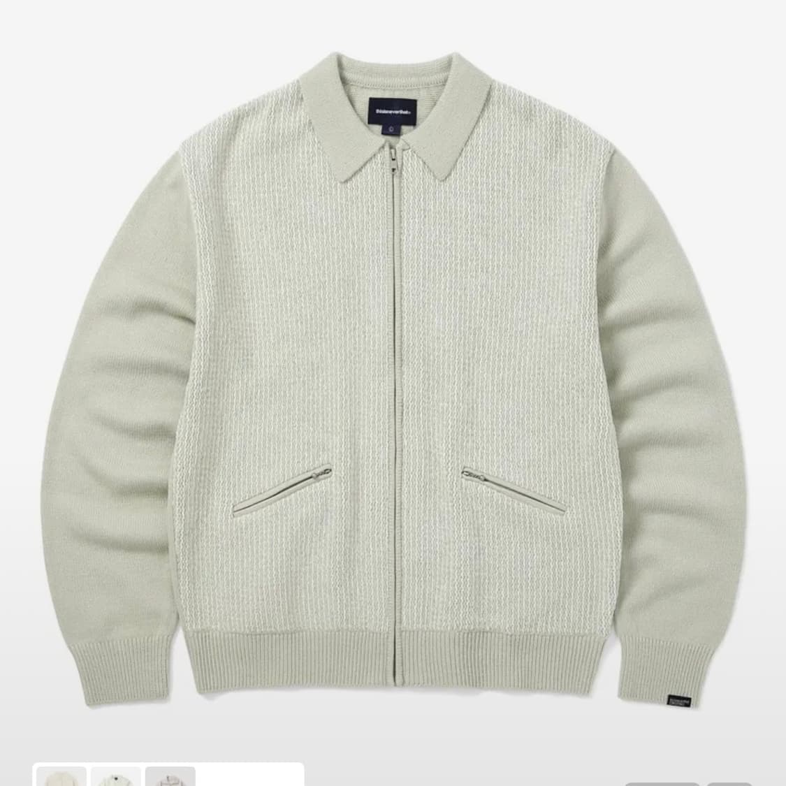 디스이즈네버댓 Velvet Knit Zip Polo Ivory 상품이미지1