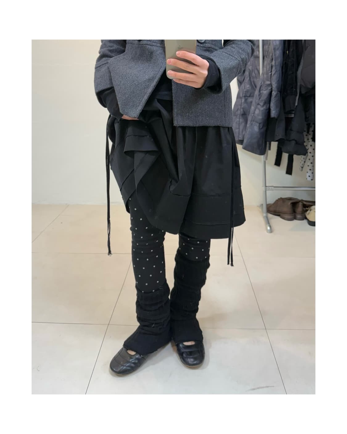 빈티지 도트 기모 스타킹 상품이미지1