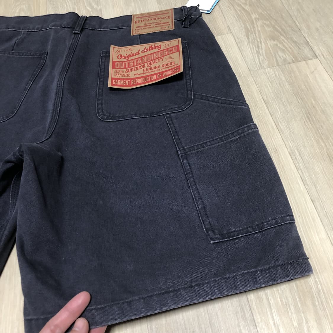 (34) 새상품 아웃스탠딩 캔버스 카펜터 더블니 쇼츠 반바지 차콜 상품이미지8