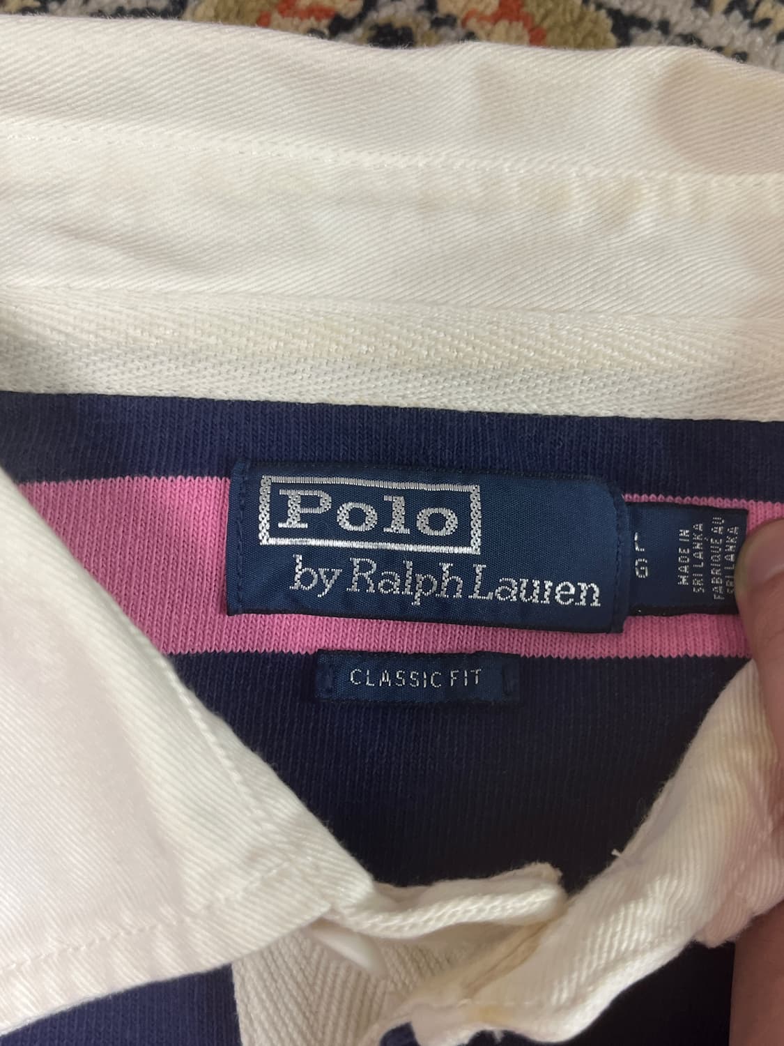 [L] 폴로랄프로렌 핑크 네이비 스트라이프 클래식핏 럭비티 상품이미지4