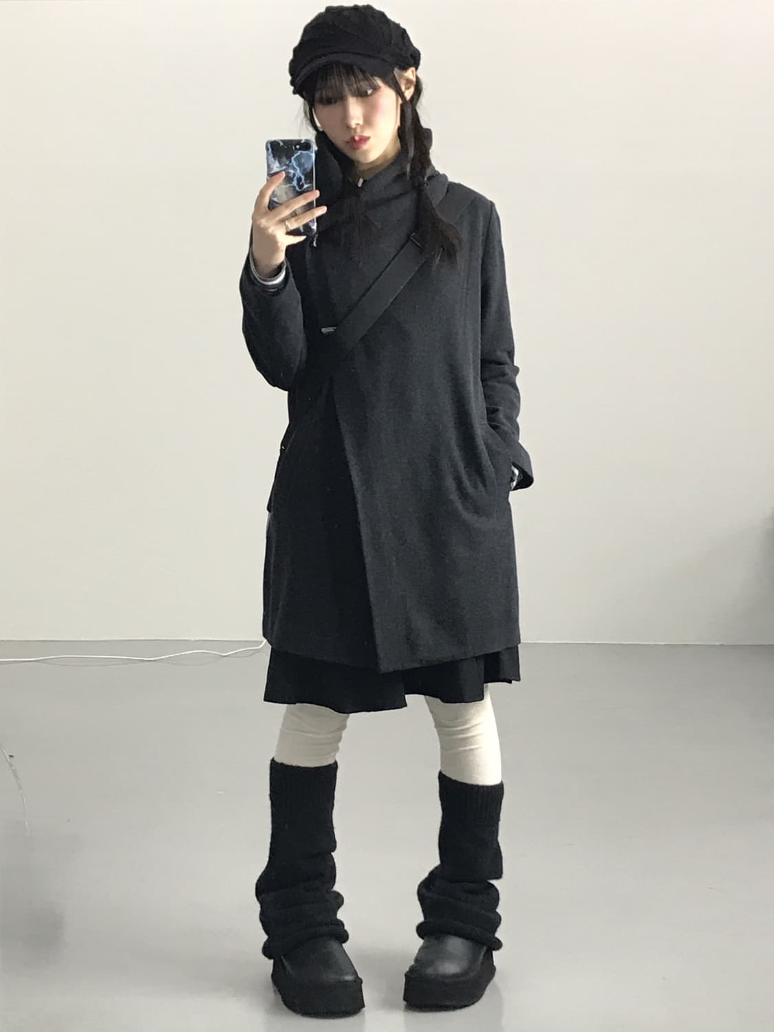  22 OCTOBRE Asymmetric Hoodie Knit Coat 상품이미지1
