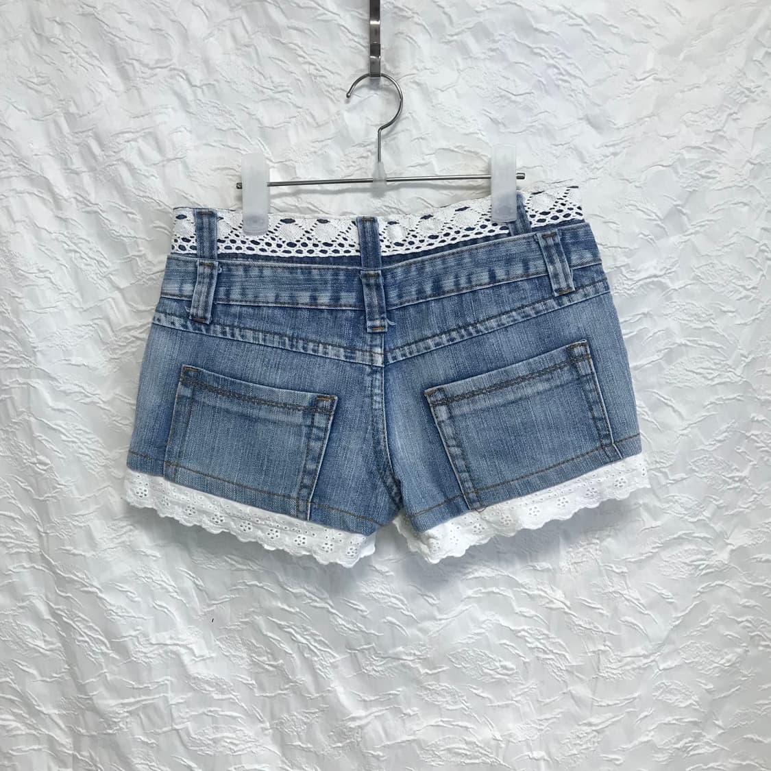 빈티지 페어리 모리 더블 웨이스트 레이스 데님 숏 팬츠 반바지 상품이미지2