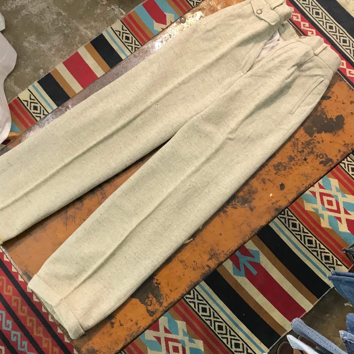 엘르 베이지 헤링본 패턴 울 트라우저 슬랙스 허리 24 사이즈  상품이미지4