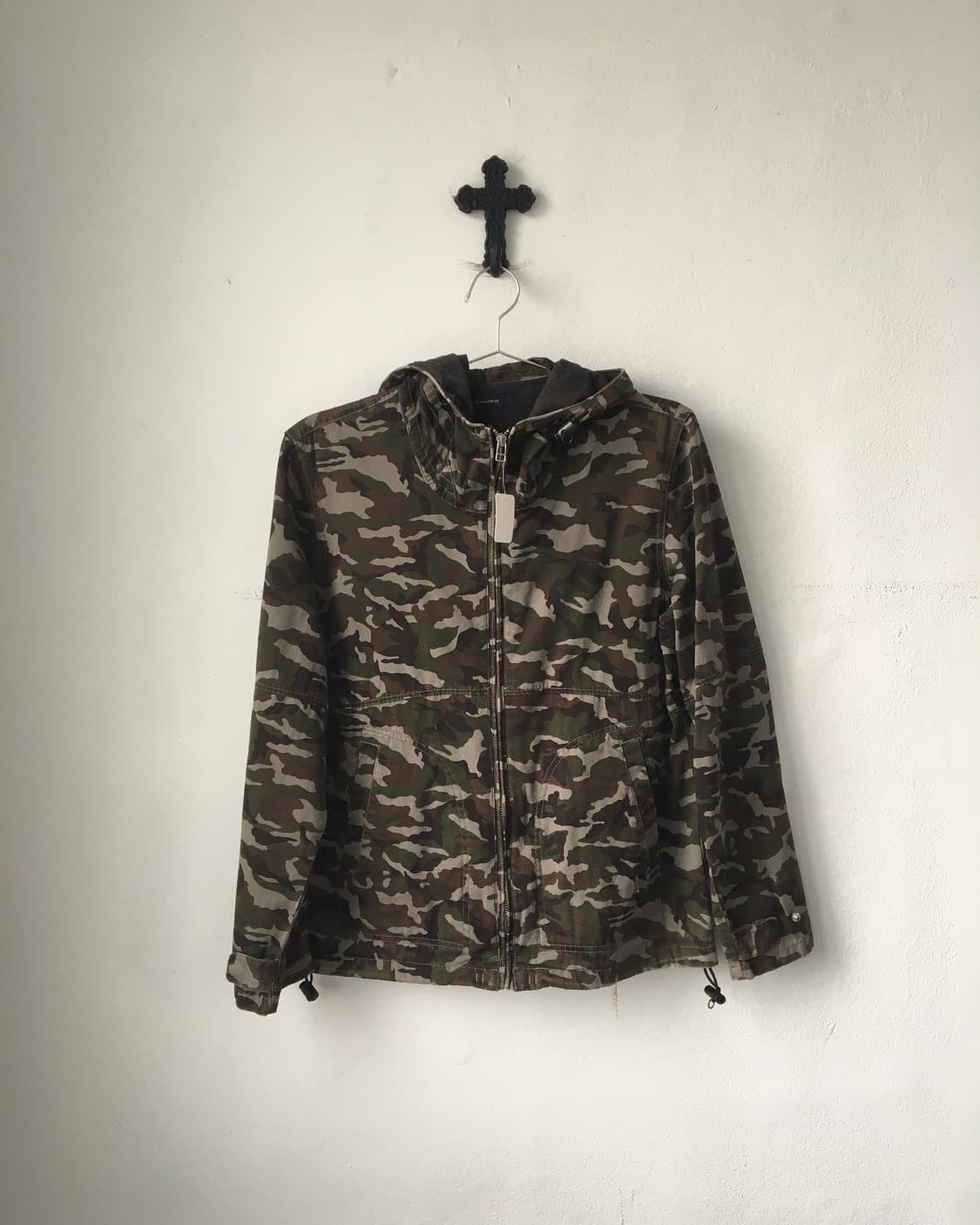 Camo pattern high neck hood jacket 상품이미지2