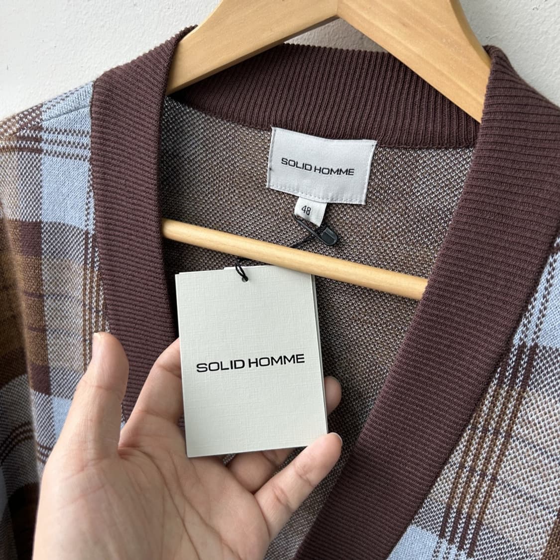 15911 - 솔리드 옴므 시우민 체크 니트 가디건 상품이미지6