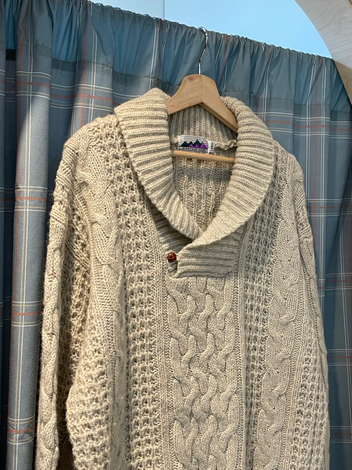 일본빈티지 카라버튼 케이블니트 상품이미지2