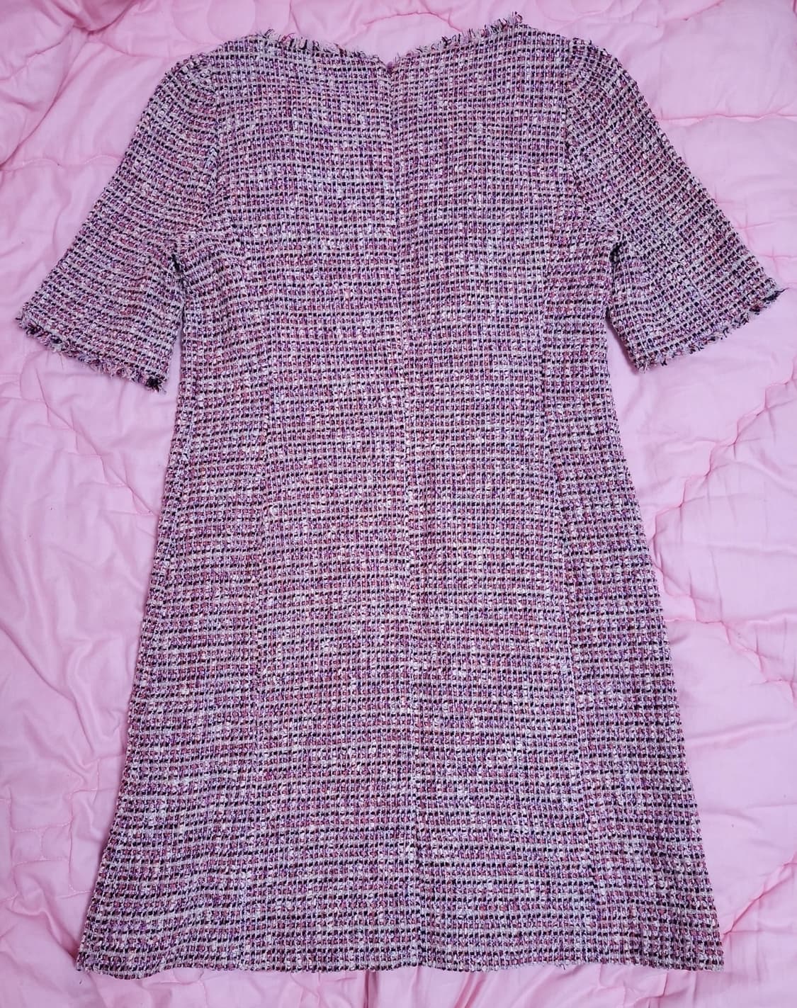 급처상태좋음!레니본 샤넬느낌 핑크 바이올렛 트위드 레이스 원피스 상품이미지2