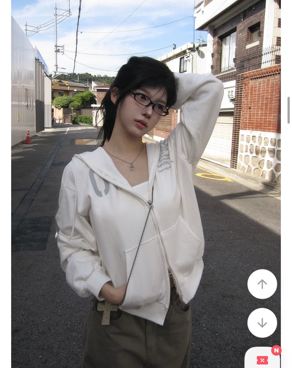 에이블리 남여공용 레터링 루즈핏 투웨이 후드집업 (새상품) 상품이미지2