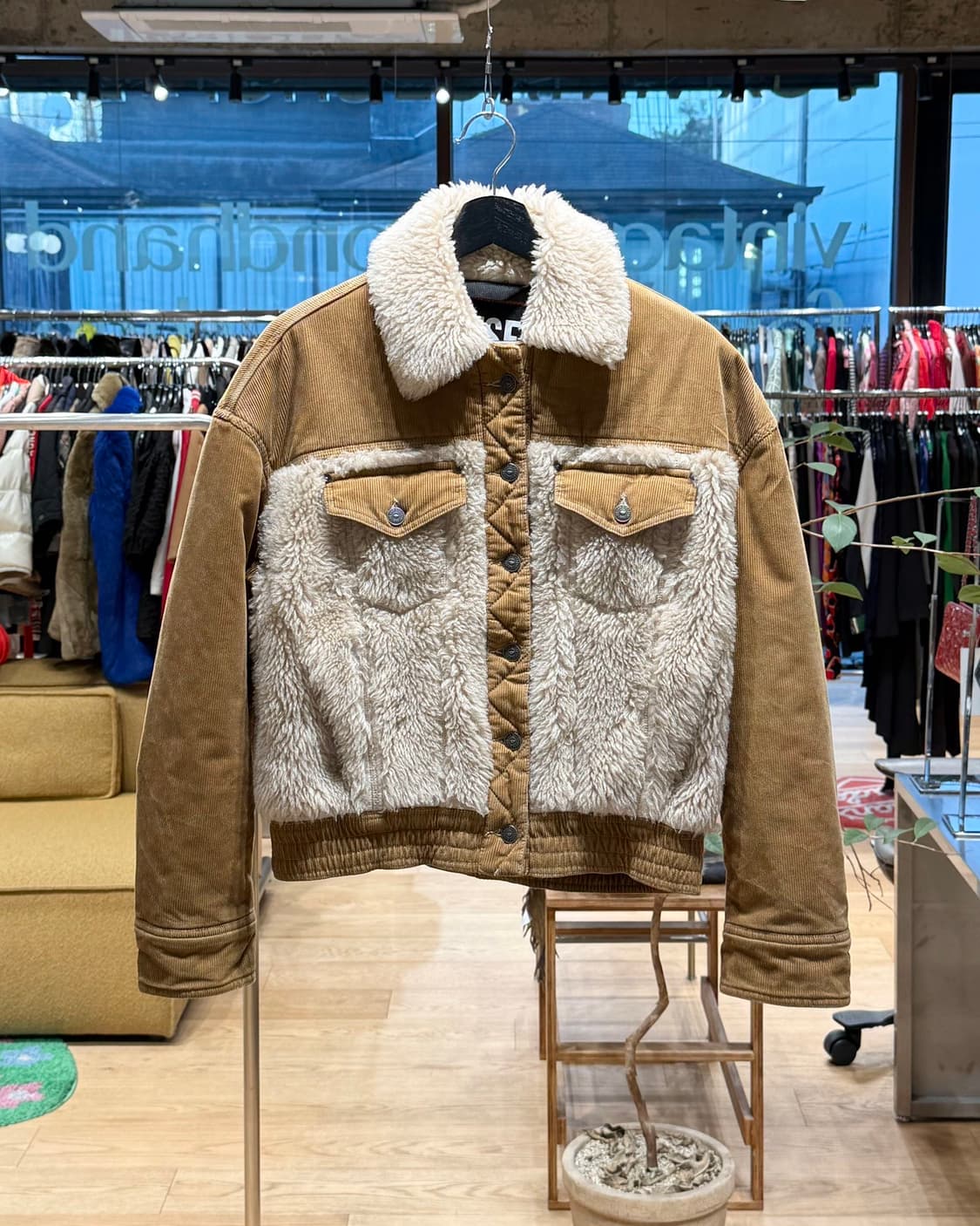 디젤 브라운 W-ARY 플리스 코듀로이 자켓 상품이미지1