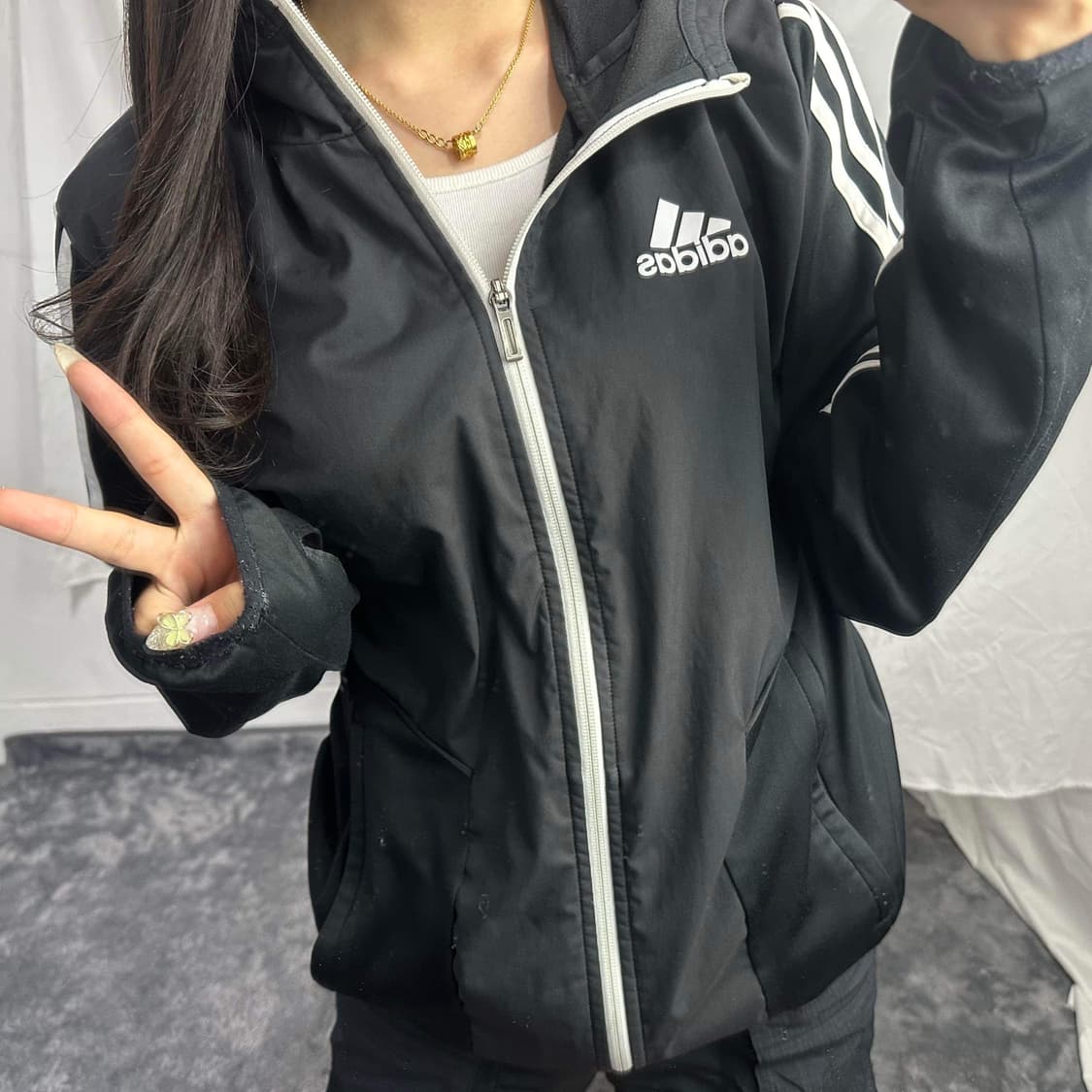 아디다스 마샬아츠 삼선 바람막이 후드집업 자켓(M) 상품이미지1