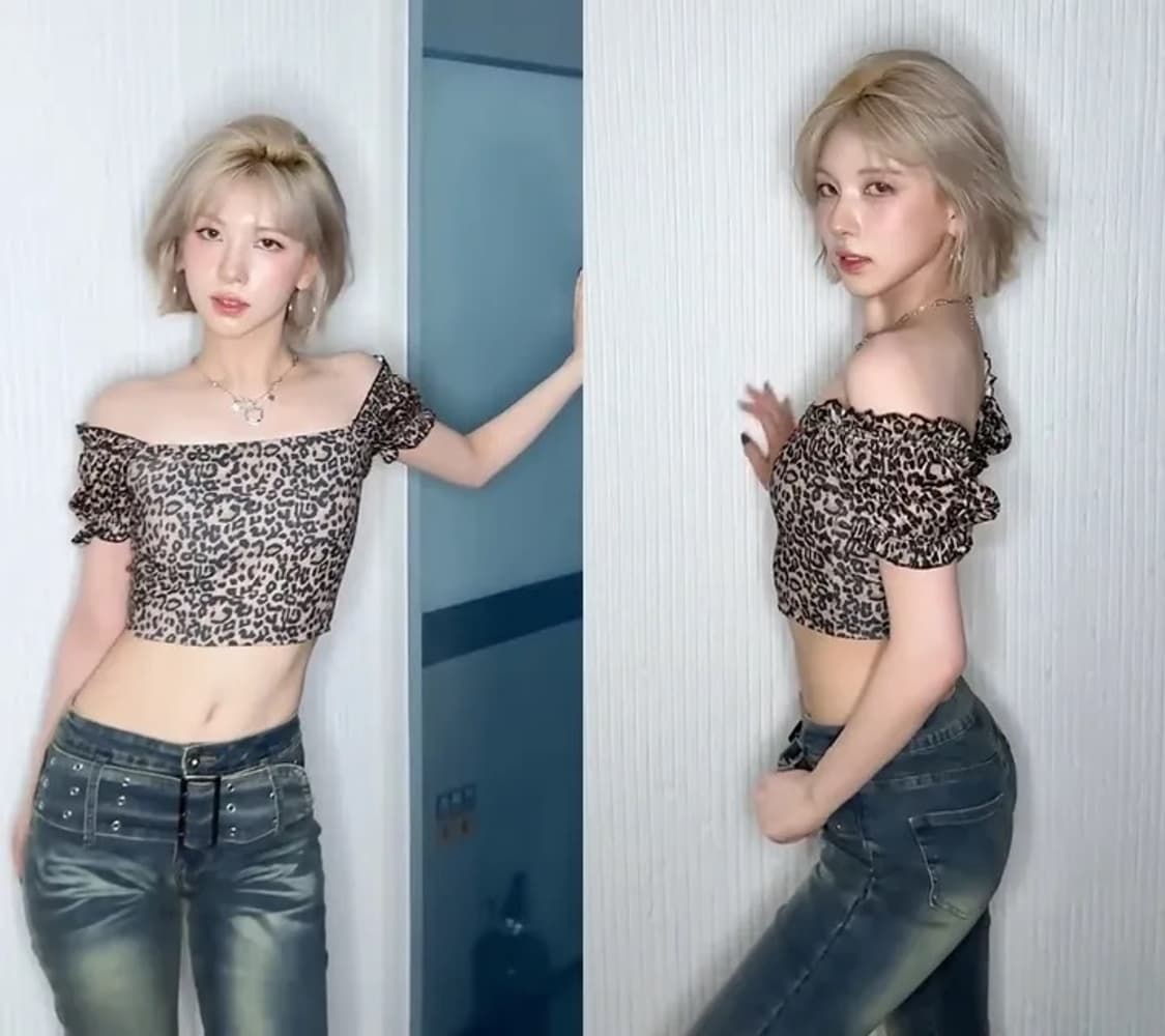 클라우드이모션 레오파드 셔링 탑 (엔믹스 배이 착용) 상품이미지6