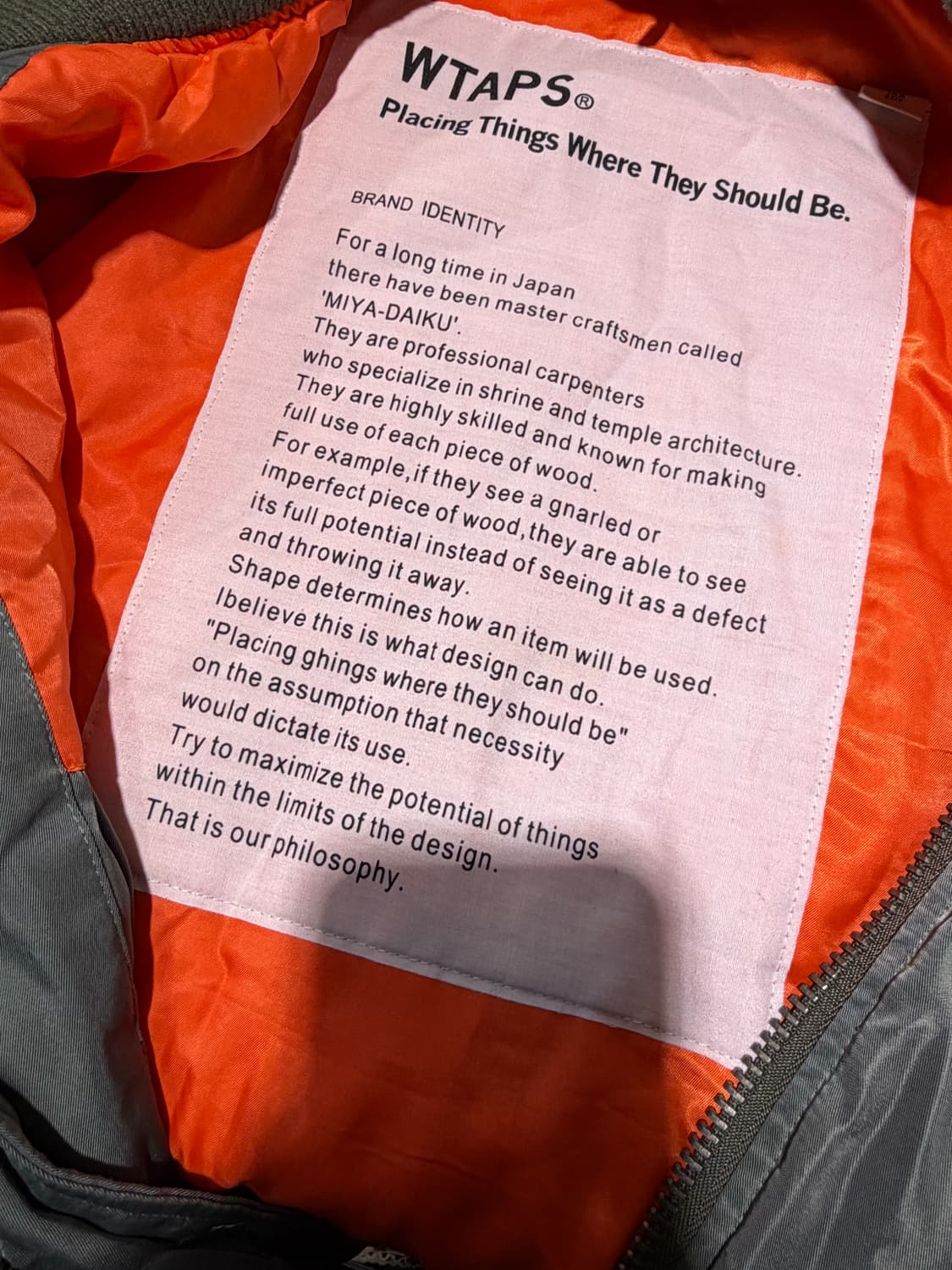 WTAPS 더블탭스 MA-1 봄버 자켓 상품이미지6