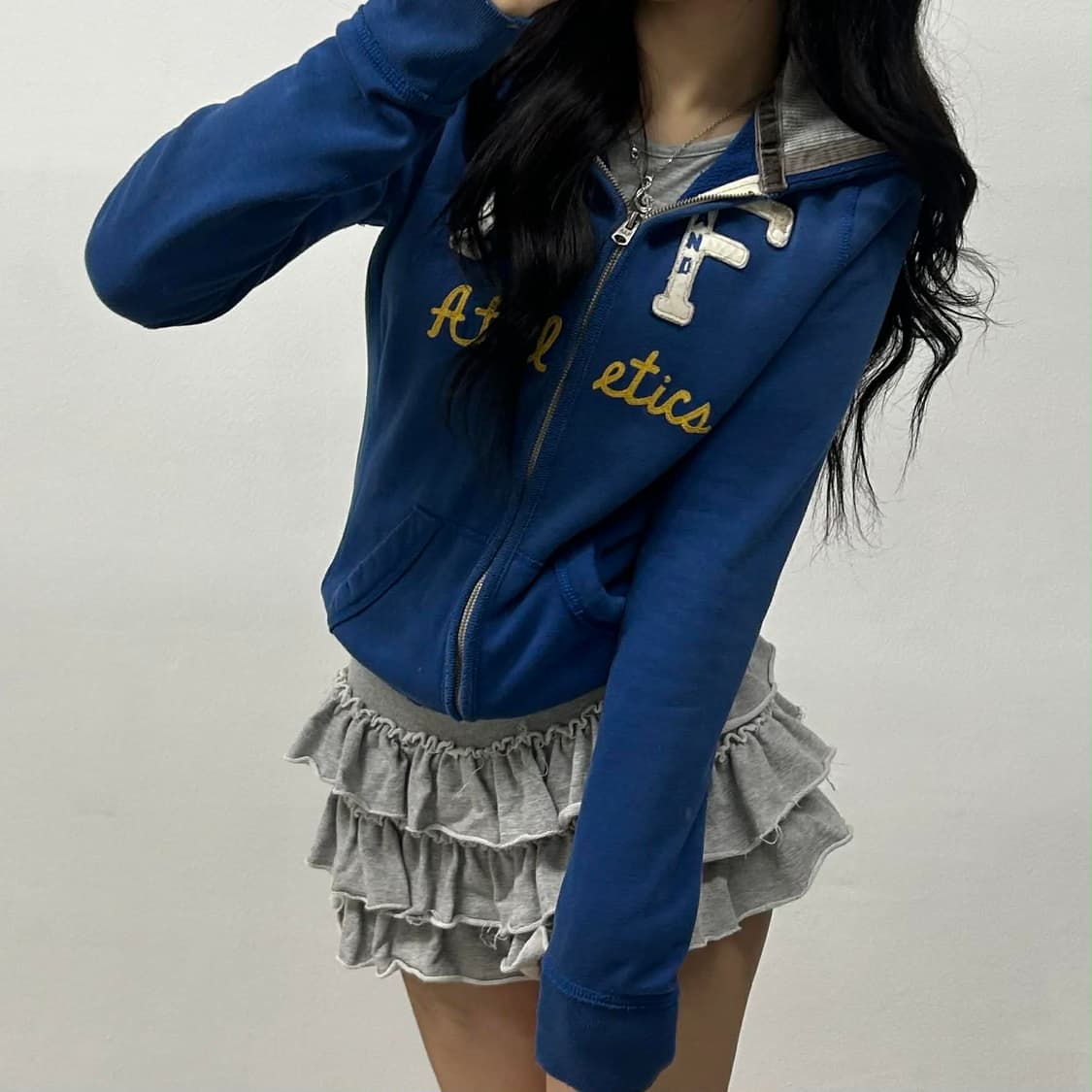 아베크롬비 y2k 여리핏 블루 걸즈 스웻 후드집업 희귀져지(M) 상품이미지1