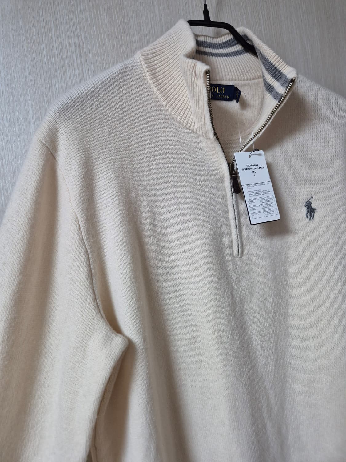 (새제품) 폴로 랄프로렌 하프넥 울 캐시미어  니트 스웨터 라지 상품이미지4