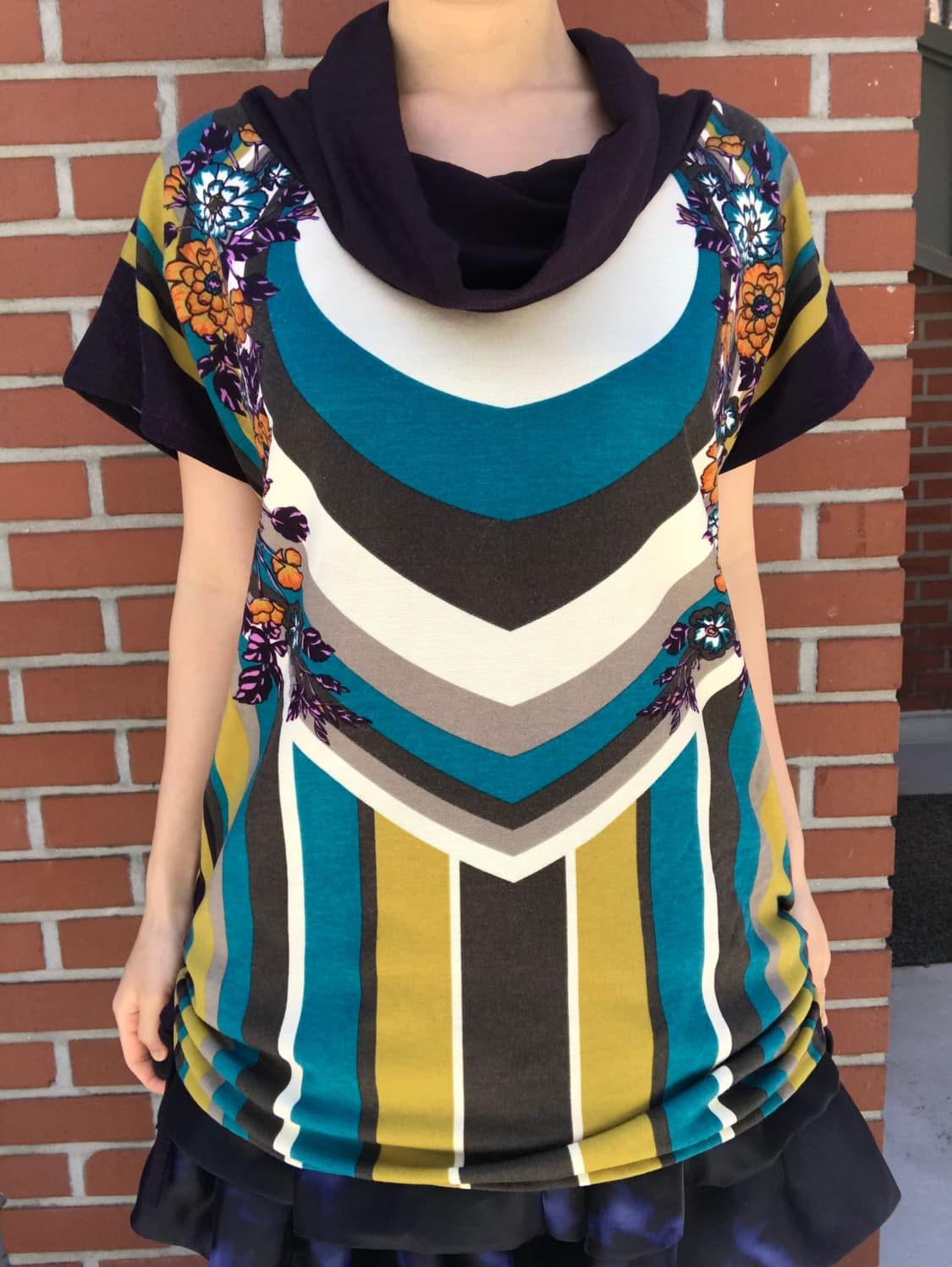 vintage shirring high neck pattern top 상품이미지3