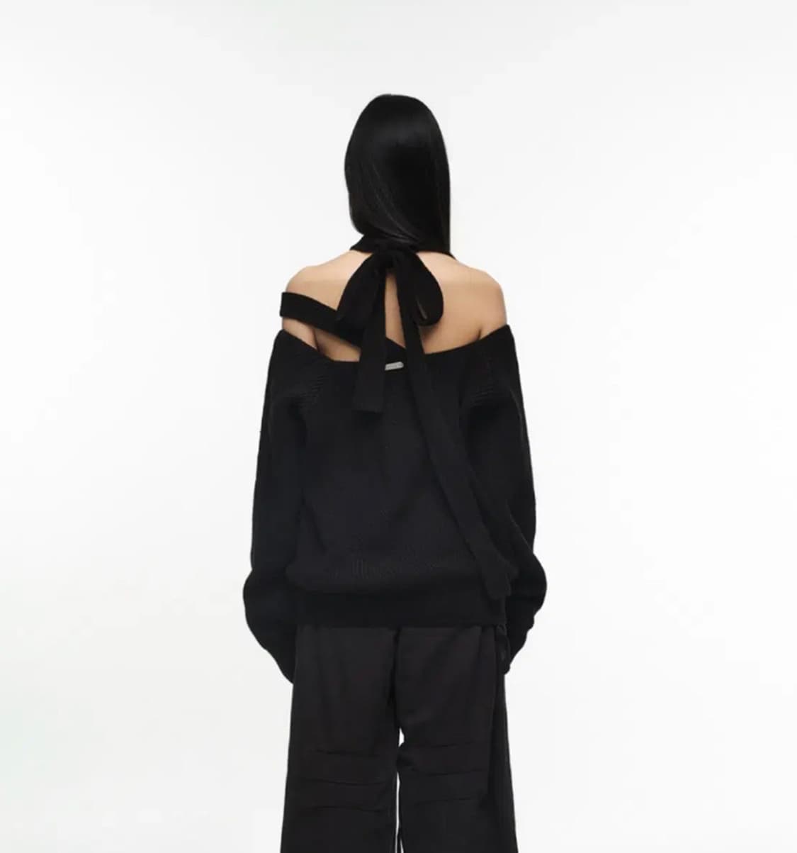 [나체] NACHE HALTER STRAP KNIT BLACK 상품이미지2