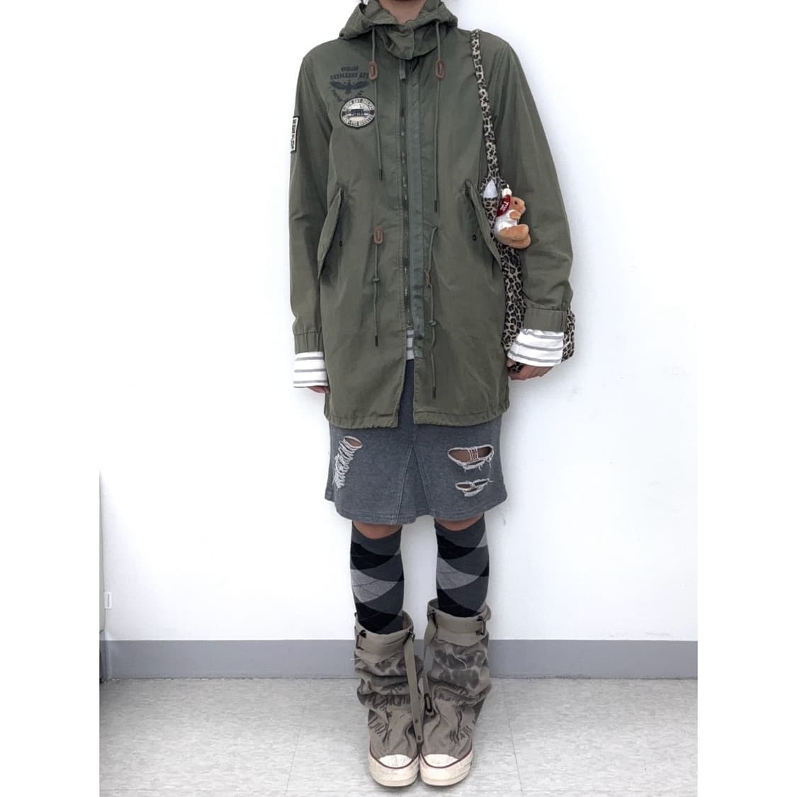 빈티지 카키 하이넥 야상 자켓 워크웨어 y2k 상품이미지4