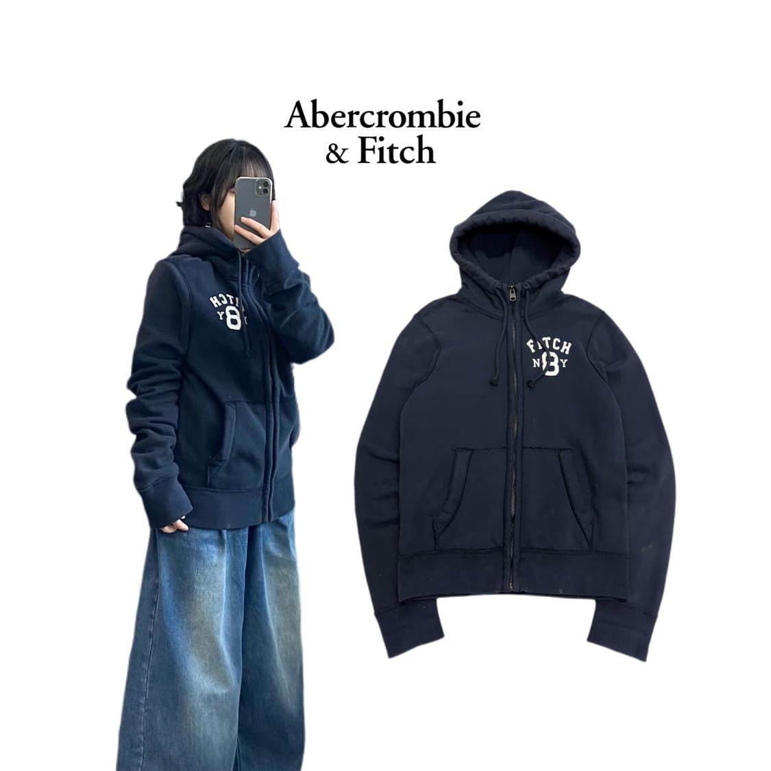 아베크롬비 Y2K 후드집업 네이비 상품이미지1