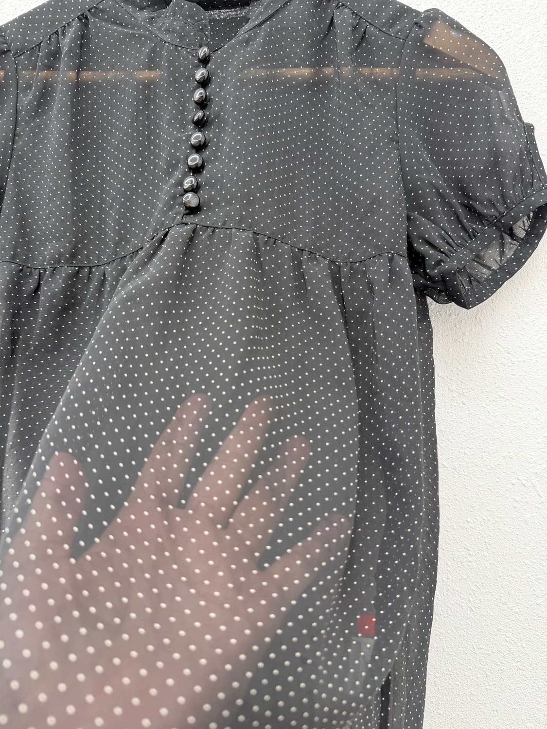 빈티지 블랙 도트 시스루 블라우스 상품이미지4