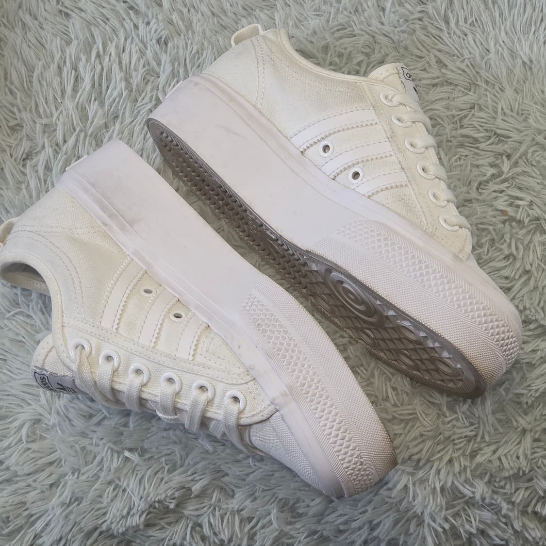 1a-2:아디다스 니짜 플랫폼 화이트 캔버스(220mm)-상태굿 상품이미지6