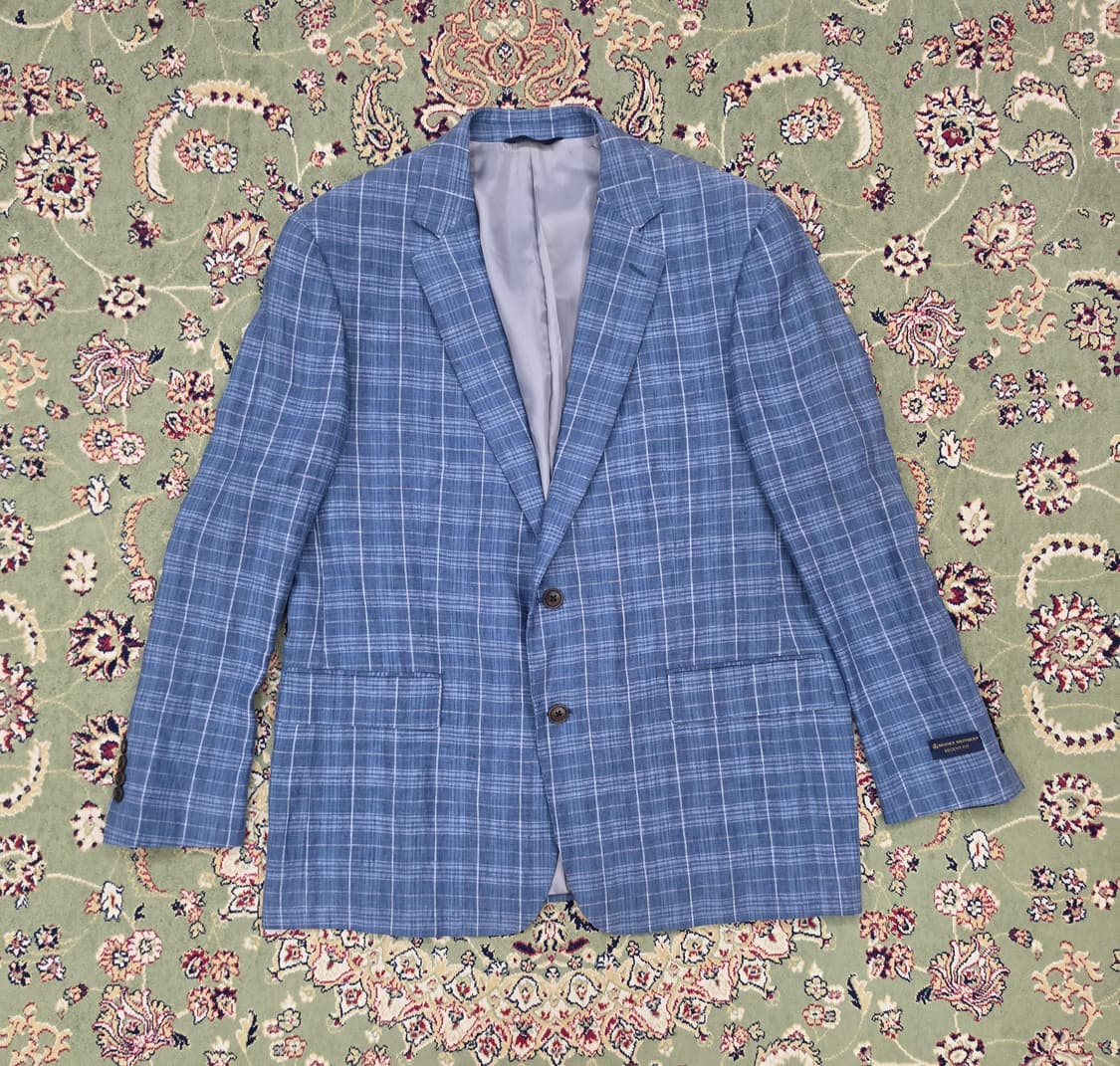 [새상품/최종할인] 브룩스브라더스 린넨 블루체크 2버튼 46R 107 상품이미지1