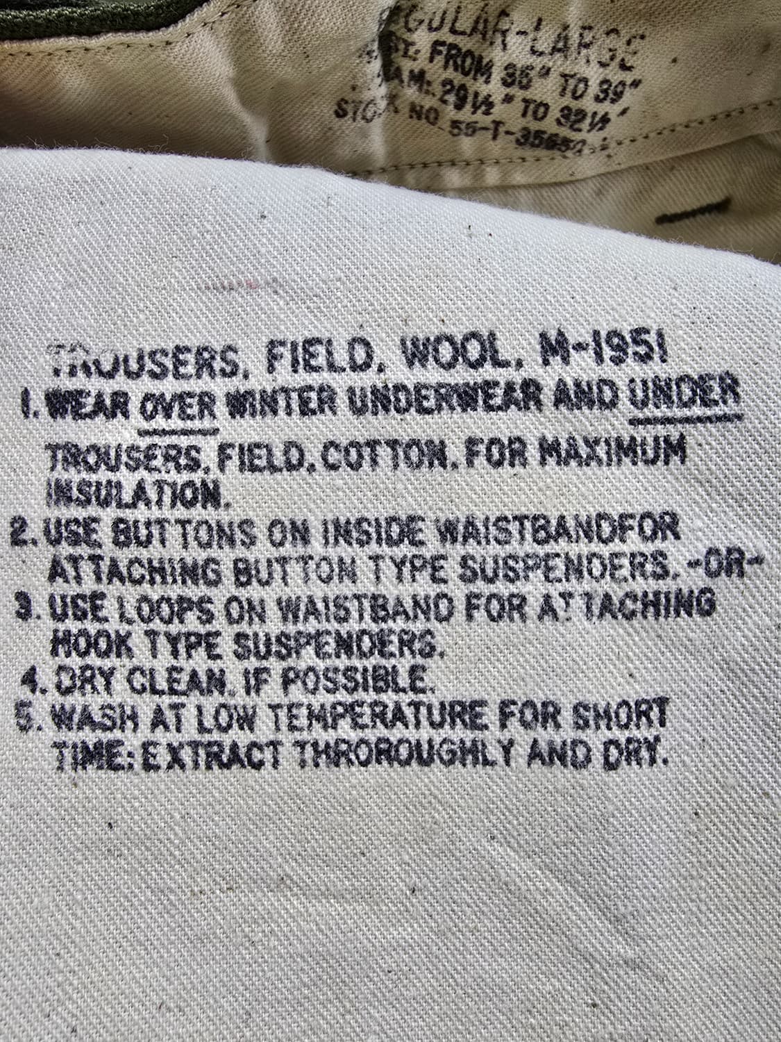 미군 M-1951 카키색 울 팬츠 (1512) 상품이미지7