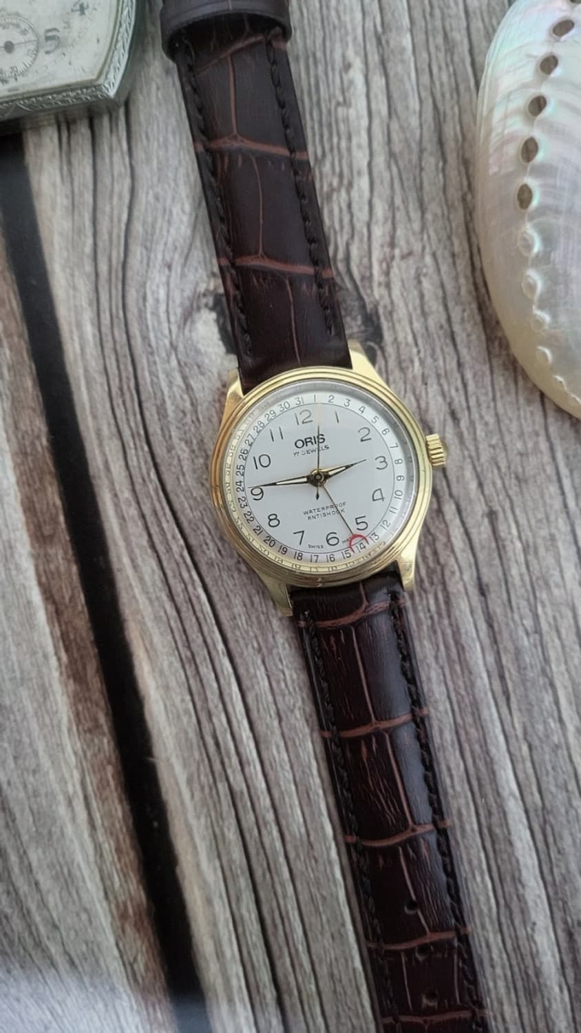 정품 빈티지 오리스 포인터 데이트 빅크라운 수동 시계 상품이미지3