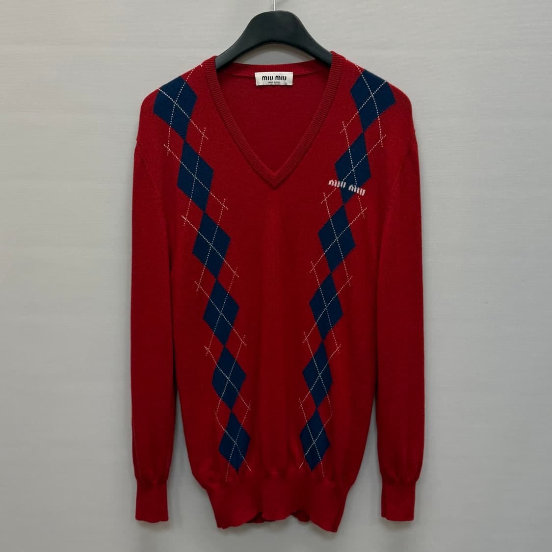 미우미우 로고 아가일 캐시미어 니트 (44 55 )  상품이미지1
