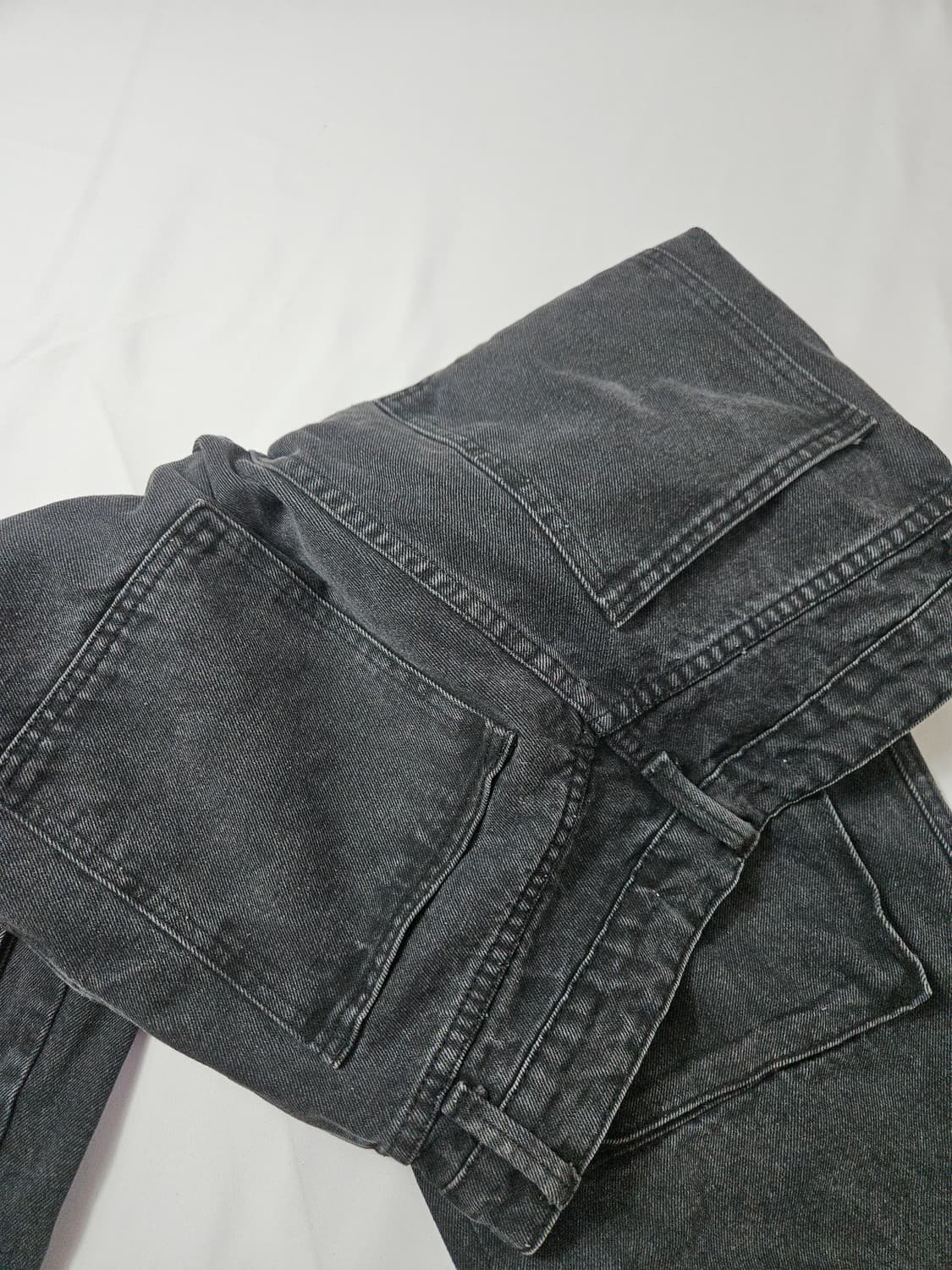 게이트리스 멀티 데님 카고팬츠 흑청 진 S 상품이미지6