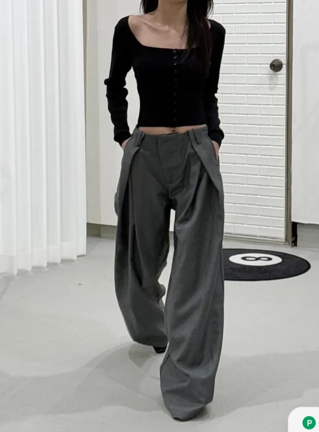 핀턱 와이드 슬랙스 그레이 상품이미지2